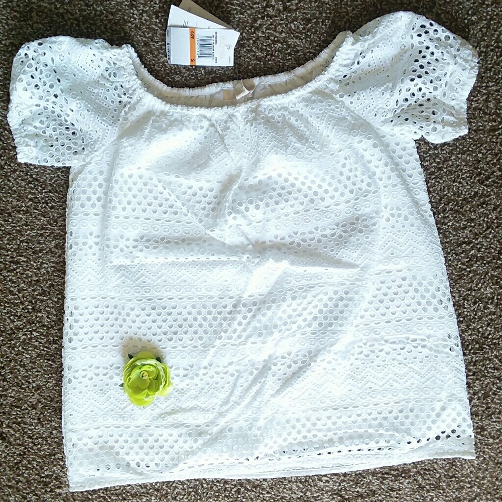 Michael Kors white off-the- shoulder shirt